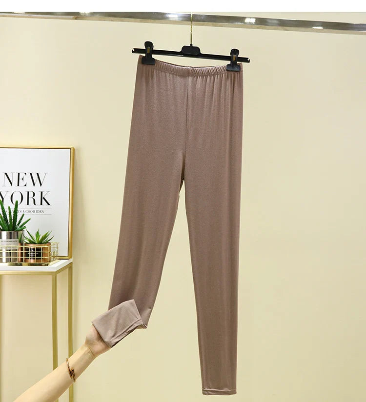Leggings ajustés taille haute en modal, fins et élastiques, pour le printemps et l'automne, sous-vêtements, vêtements d'intérieur, pantalons longs grande taille