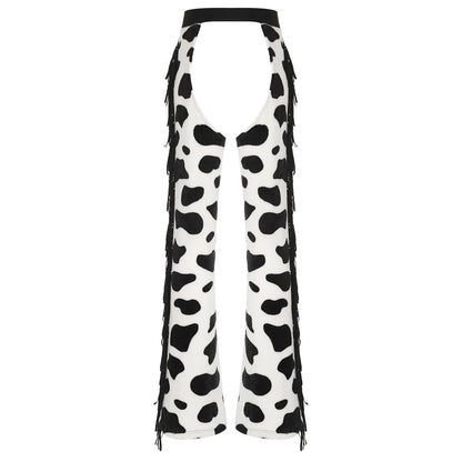 Pantalon élégant en flanelle pour femmes, entrejambe ouvert, pour vélo, équitation, Cowgirl occidentale, Chaps Hippie, Costume de danse Cosplay d'halloween