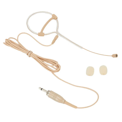 Casque beige à oreillette unique, microphone, fonctionnement mains libres, prise XLR 3,5 mm, 3 broches, 4 broches, avec bonnette de microphone