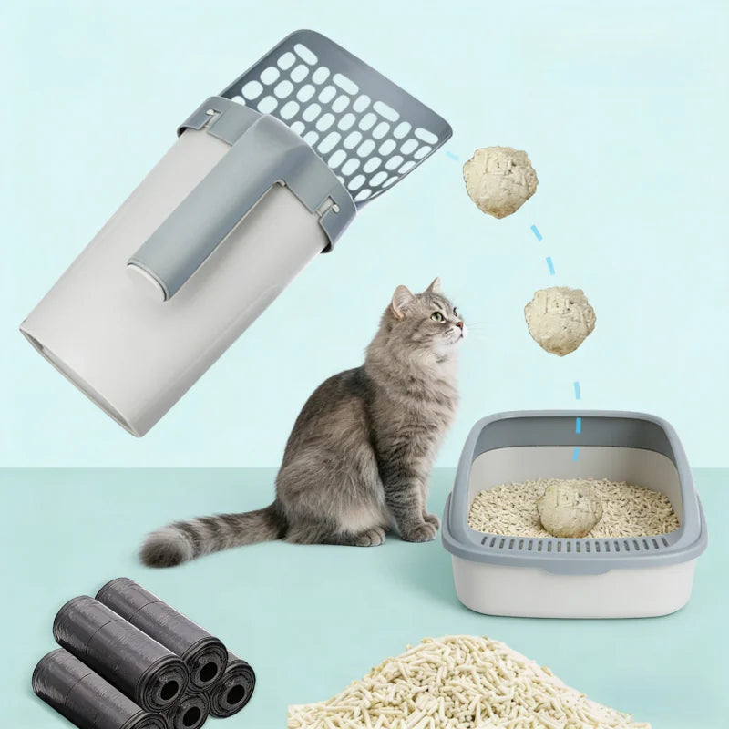 Fournitures pour chats, cuillère à litière avec recharge, outil de nettoyage réutilisable pour animaux de compagnie, nettoyeur de déchets de toilettes pour chats, bac à litière spécial