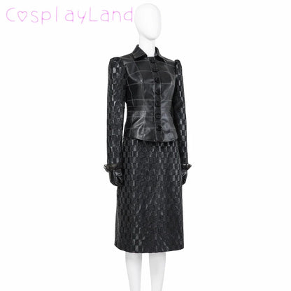 Cruella Costume Halloween Evil Queen Cosplay Outfit Black Fashion Lady Dresses Fancy Emma Formal Suit Jacket Skirt Gloves