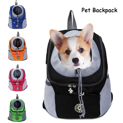Sac à dos Portable pour animaux de compagnie, Double sac à bandoulière pour chien, sac de transport pour chat de voyage en plein air, sac avant pour chien, sac à dos en maille