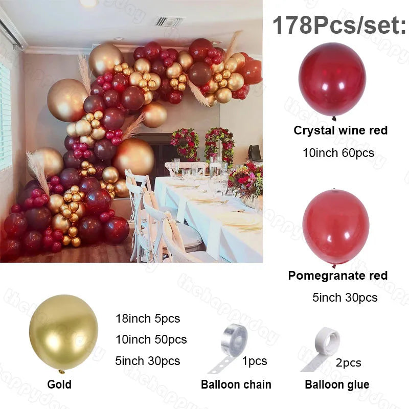Kit de guirlande de ballons rouge vin bordeaux, arc de ballons en or rouge, guirlande de ballons de noël, décor de noël, décor de saint-valentin