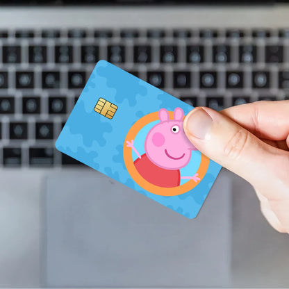 C-Cartoon Animation P-Peppas Pig Decorative Small Waterproof Chip 4PCS Card Sticker New Anti-Scratch