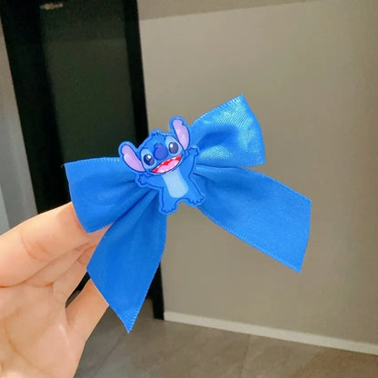New Stitch Half Pack Fabric Bow Small Hair Clip Cute Cartoon Press Clip Female Children's Hair Accessories Shattered Hair Clip