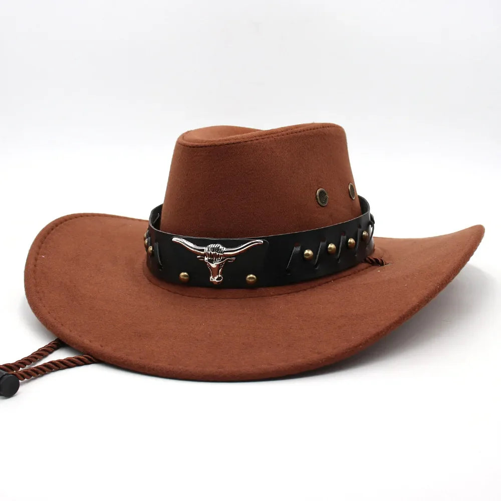 Nouveau Chapeau de Cowboy de Style Occidental pour Hommes et Femmes Chapeau de Gentleman Rétro à Large Bord Chapeau de Cowgirl Jazz Chapeaux de Soleil Tendance pour l'Été