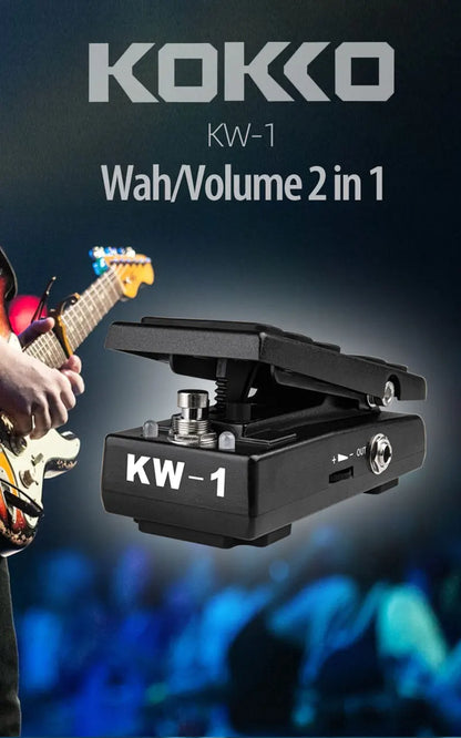 KOKKO Pédale d'effet guitare électrique Wah Volume 2 en 1 Contrôles au pied 2 modes Pédale multi-effets combo Pièces de guitare