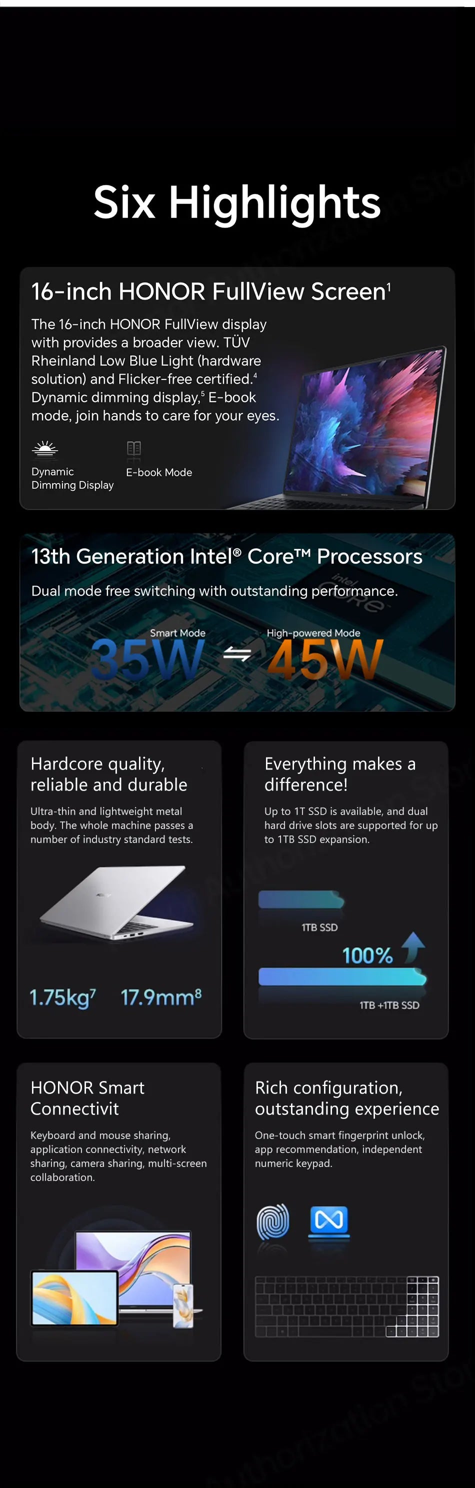 Honor Laptop X16 2024 ,Ultrabook 16 "Intel Core i5-13500H,16GB 512GB/1TB SSD IPS Portable Notebook Computer Win 11