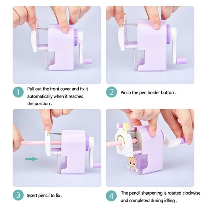 Cute Cartoon Animal Pencil Sharpener - Hand-Cranked Mechanical Tool, Anti-Sticking Lead, Auto-Lead Feed, Ideal School Supply & K