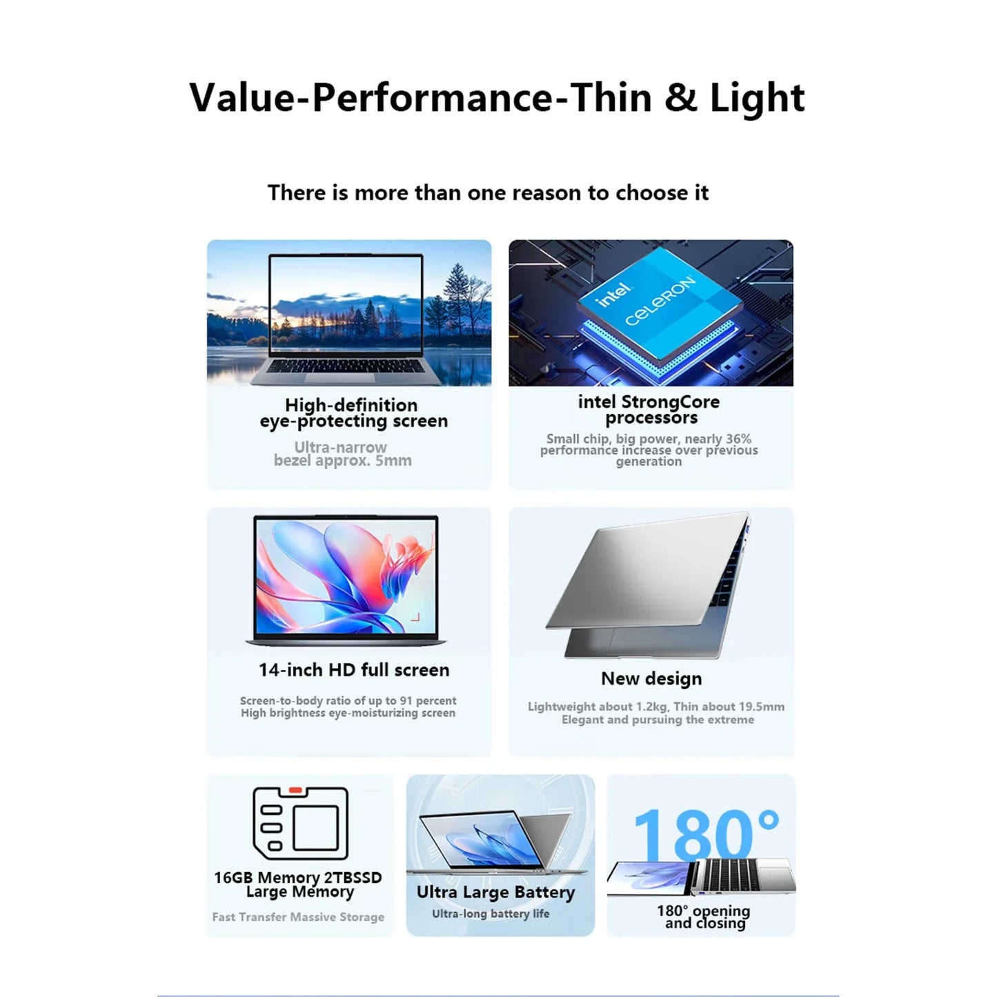 Laptop Intel Pentium N3700 16GB RAM 2048GB SSD Notebook 1920*1080 Resolution Windows 11 Unlock Computer Office Study gamer PC
