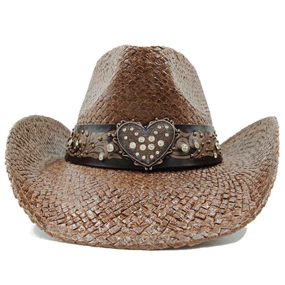 The latest Cowboy hat rose red retro straw hat 2023 new men's and women's jazz Cowboy hat straw hat sun hat summer hat sombrero