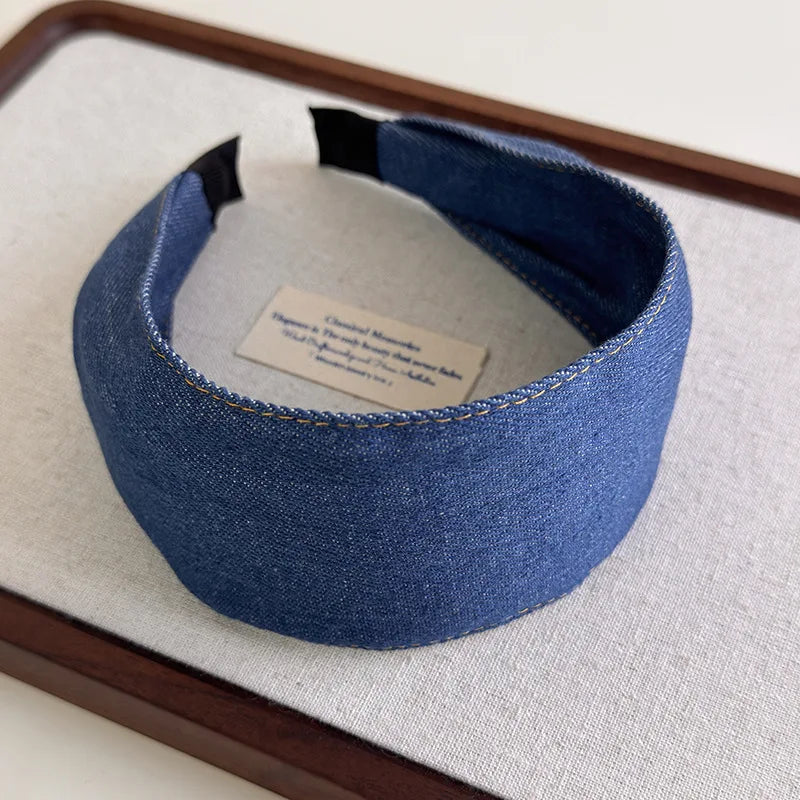 Rétro bleu Cowboy large bord Denim bandeau pour femme tempérament bandeau cheveux cerceau dame mode polyvalent cheveux accessoires nouveau