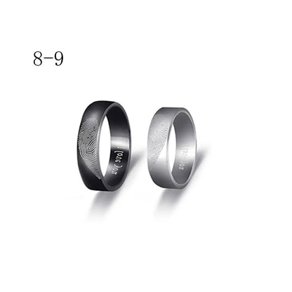 Bague de couple Léon en acier inoxydable, coeur, empreinte digitale, breloque, accessoires de bijoux, mode, amoureux, jour, 1 paire