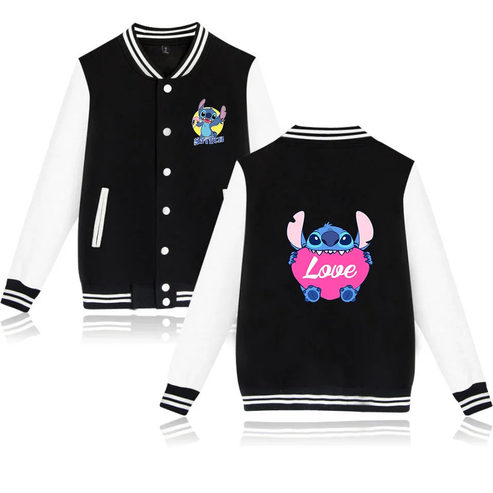 Lilo Stitch Baseball Jacket Men Women Hip Hop Harajuku Jackets Streetwear Kids Boys Girls Loose College Coats