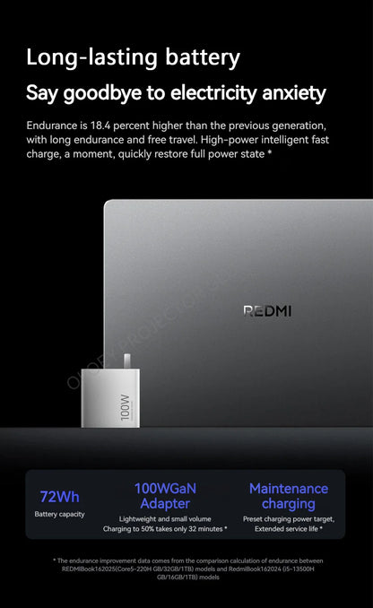 Original Xiaomi Redmi Book 16 2025 intel i5-13500H 32Go 1To Écran 16 pouces 2.5K 120Hz