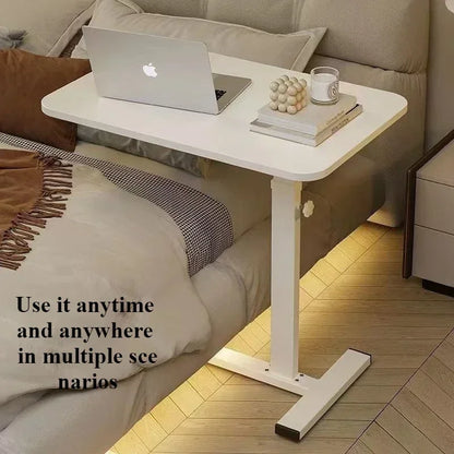 Table de chevet à petit bord en acier inoxydable, bureau Mobile pour la maison, chambre à coucher avec roulettes, bureau d'apprentissage à levage facile, établi