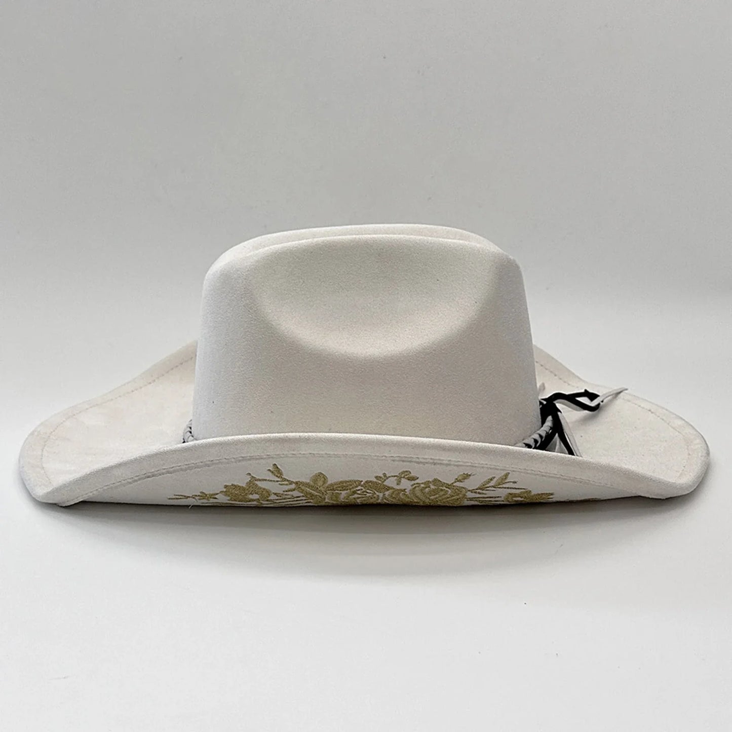 Retro Suede Cowgirl Hat for Women and Men, Floral Embroidery Wide Brim Western Cap Jazz Hat Cowboy Hats