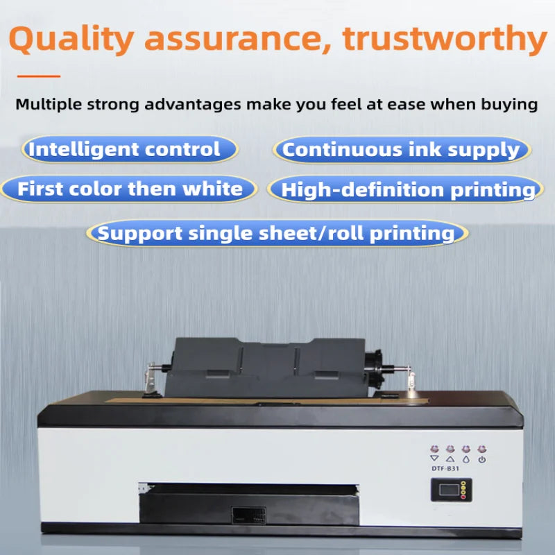 The white ink heat transfer printer is a micro-piezoelectric nozzle heat transfer printer that first colors and then white