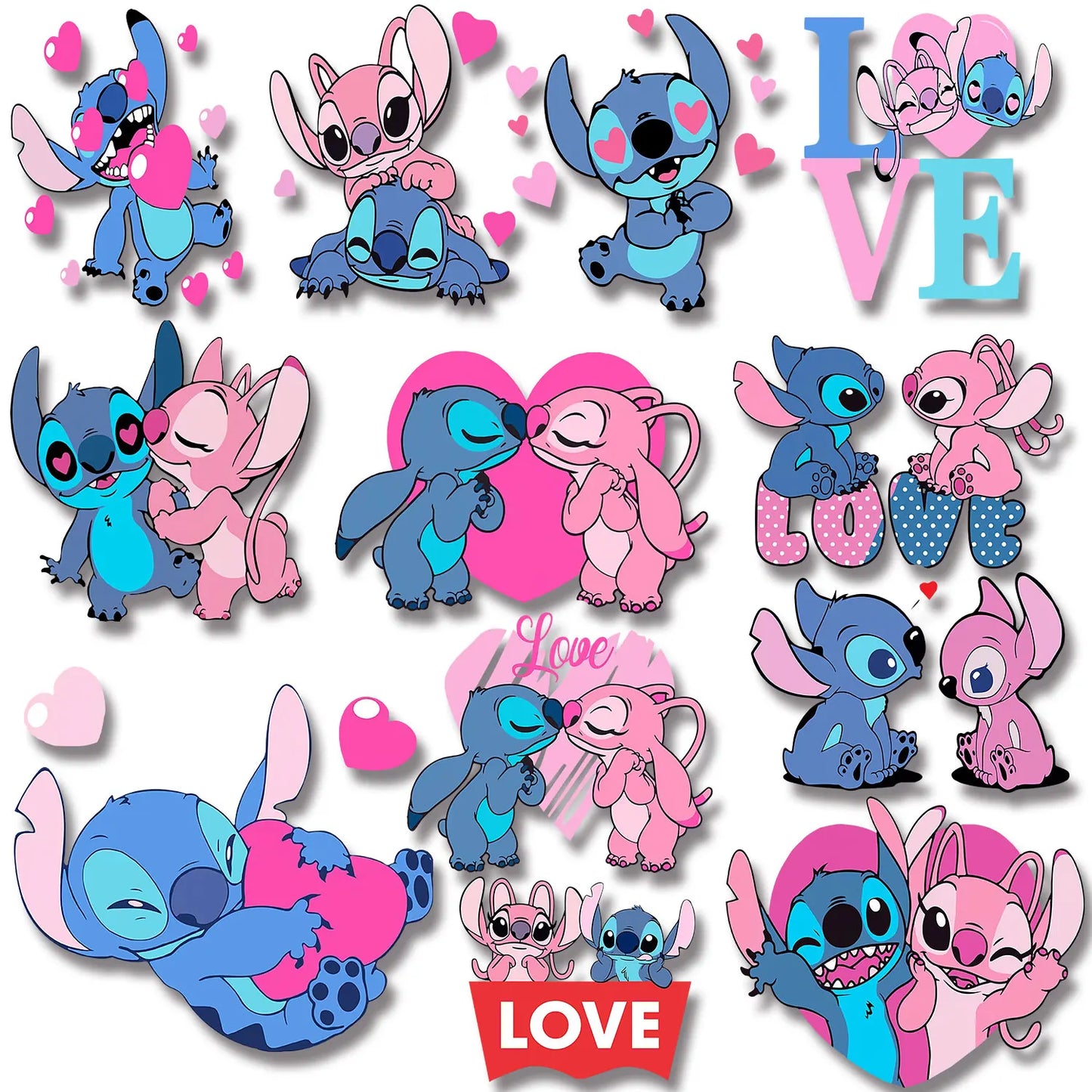 Stitch Love Cartoon Stickers  Iron-on Transfers for Clothing Firm and Fadeless  Stickers Easy to Use DIY Decoration