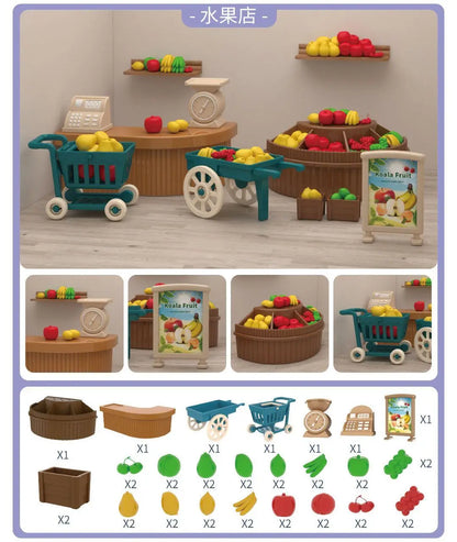 Mini-supermarché, jeux de shopping, accessoires de maison de poupée, jouets éducatifs pour enfants, jouets d'interaction familiale