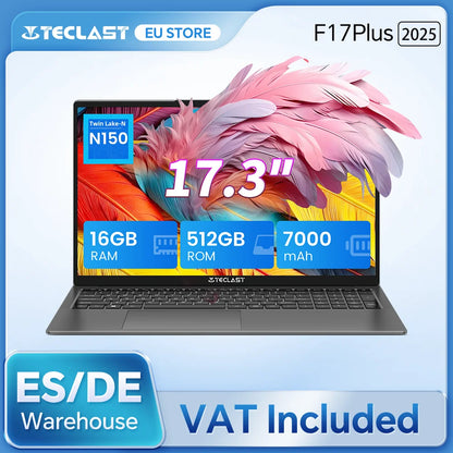 Teclast F17 Plus 2025 Laptop 17.3 inch Intel N150 Computer 16GB RAM 512GB SSD Windows 11 Pro 180° Flip Laptops mini-HDMI USB3.2