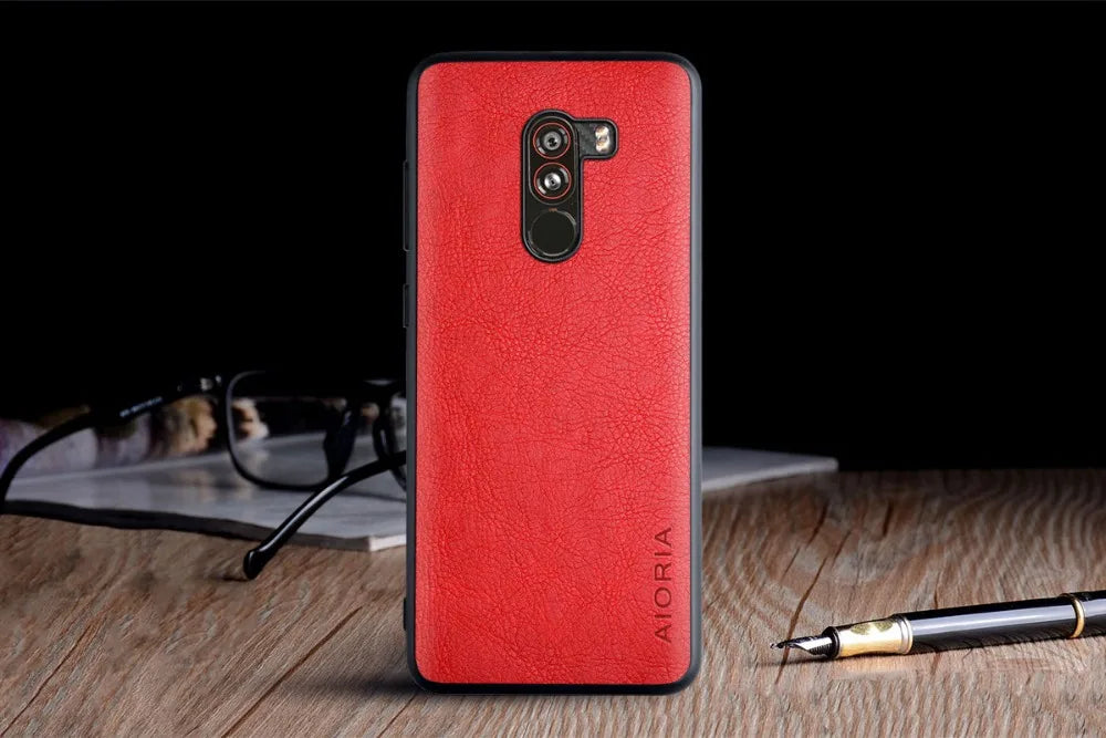 Case for Xiaomi Pocophone F1 funda luxury Vintage Leather skin coque with TPU soft hard cover for xiaomi pocophone f1 case capa