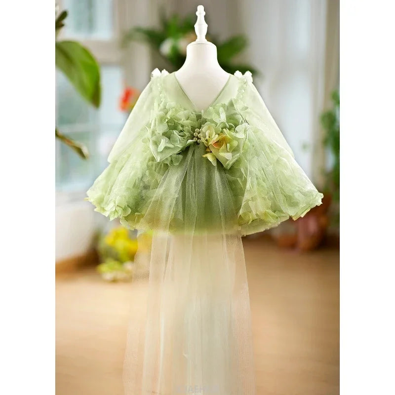 Girls' Floral Evening Dress Toddler Birthday Princess Outfit Christening Clothes Costume First Year Children's Dresses