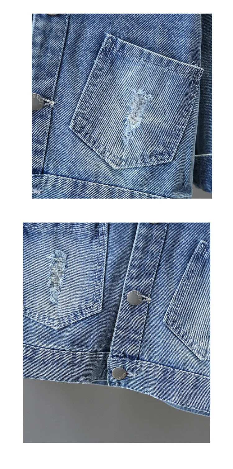 Manteau en jean pour adolescentes Printemps Automne Orné de perles Nœud papillon Veste à la mode pour enfants de 3 4 5 6 8 10 12 ans Vêtement d'extérieur décontracté