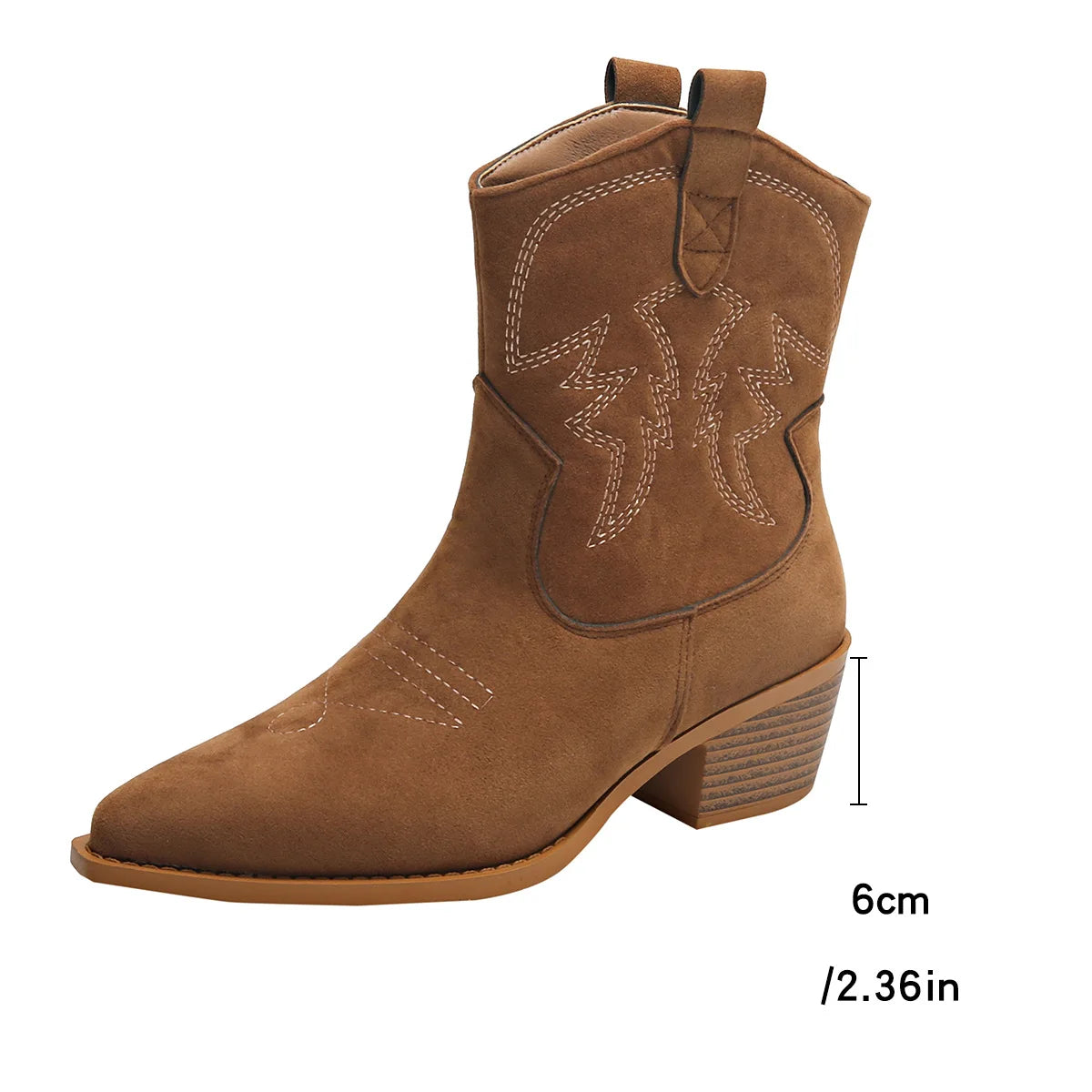 Women Boots 2025 New Cowboy Retro Leather Ankle Boots Comfortable Embroidered Spring Autumn Sexy High Short Boots Botas Mujer