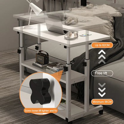 Table de chevet réglable en hauteur, rangement multicouche, roue pivotante, bureau de maison, ordinateur portable, bureau debout pour Table élévatrice à domicile