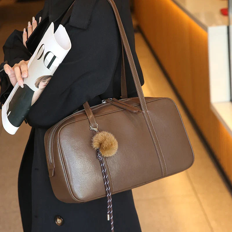 Sacs à bandoulière en cuir véritable de vache pour femmes, sacs à main de luxe de styliste de mode pour dames, sac à main rétro en cuir de vache Boston pour les déplacements