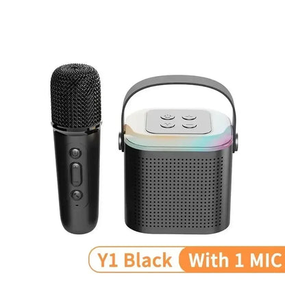 Mini karaoke machine, LED speaker with Bluetooth, suitable for family birthday party, microphone for girls and boys.
