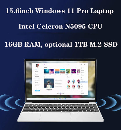 Ordinateur portable 15,6 pouces Windows 11 le moins cher de 2023, 16 Go de RAM, 1 To/512 Go/256 Go SSD, déverrouillage par empreinte digitale, pour le jeu