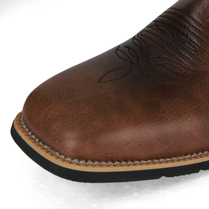 Bottes de cowboy Western pour hommes Noir Marron PU Cuir Bottes Rétro Hommes Rading Bottes Hommes Brodé Mi-Mollet Moto Bottes Taille 48