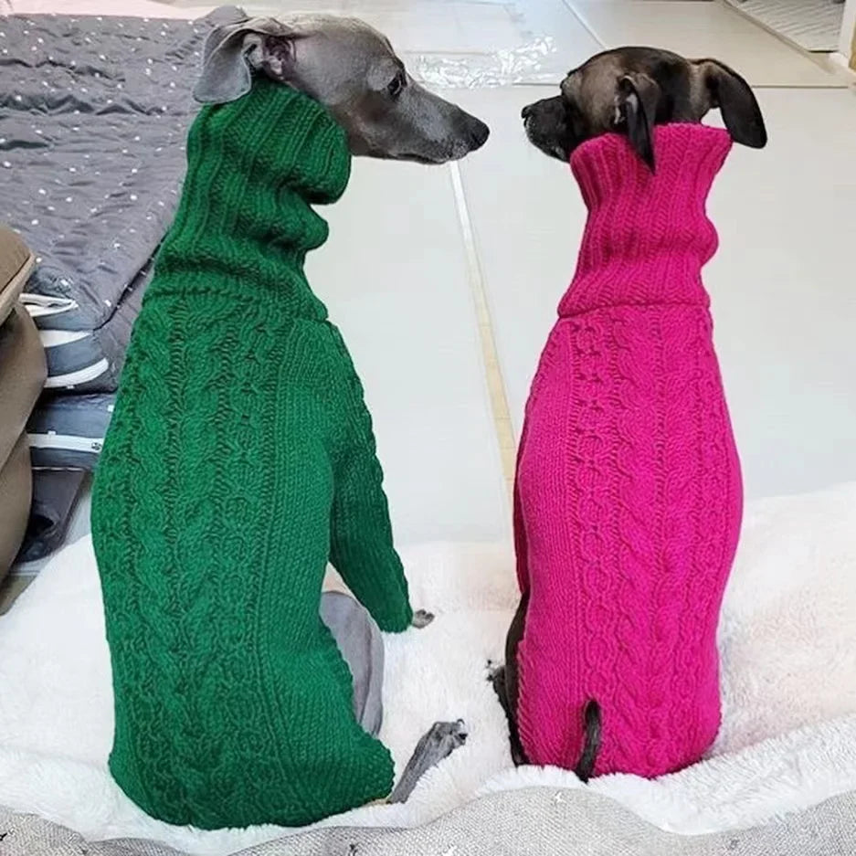 Pull torsadé à col roulé pour chiens, lévriers italiens, manteau chaud pour chien, vêtements d'hiver pour chiens