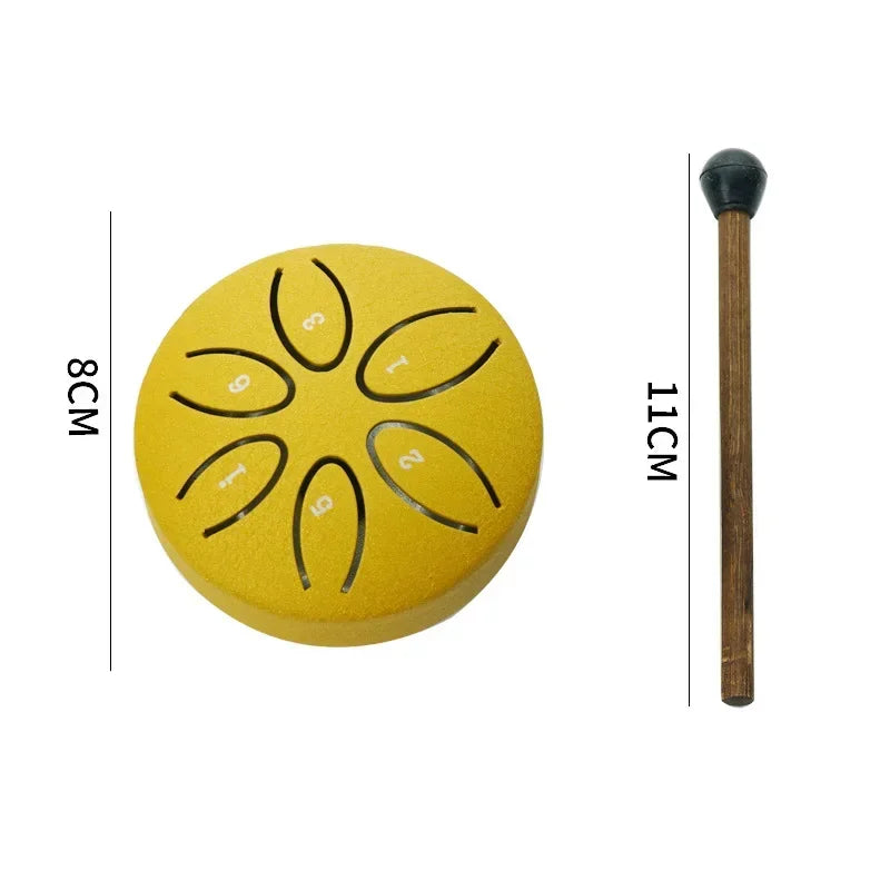 Tambour à Tongle en acier de 3 pouces, 6 tons, Instrument à main avec maillets, sons apaisants pour la méditation, le Yoga, la thérapie musicale en extérieur et en intérieur