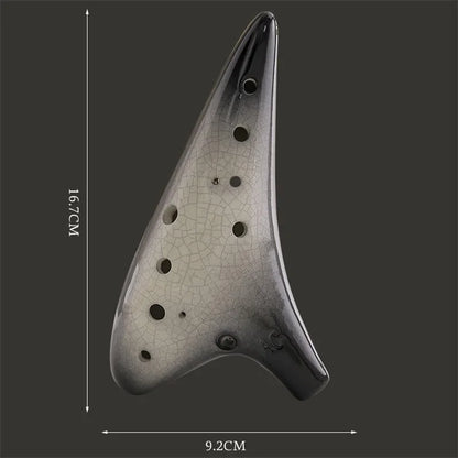 Ocarina-Flûte Alto C à 12 Trous en Céramique, Instrument Professionnel, Tao Chinois, Motif Craquelé, Deux Documents Dégradé