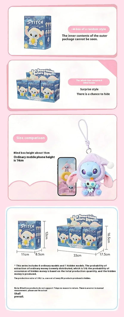 15CM New Stitch Eat Something Before Sleep Series Blind Box Plush Dolls Pendant Cute Doll Ornament Mystery Box Surprise Toy Gift