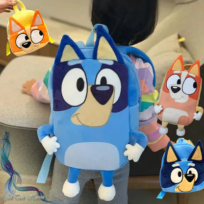 Cute Bluey Family Cartoon Plush Backpack - Children'S Schoolbag, For Kindergarten And Travel, Fun Snack Bag, Great Kids' Gift