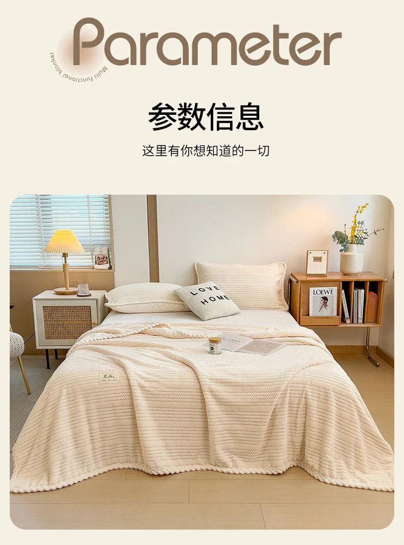 Category A Thickened Jacquard Velvet Autumn Warm Winter Blanket Soft Delicate Warmth Sofa Blankets for Thorw Comfortable Duvet