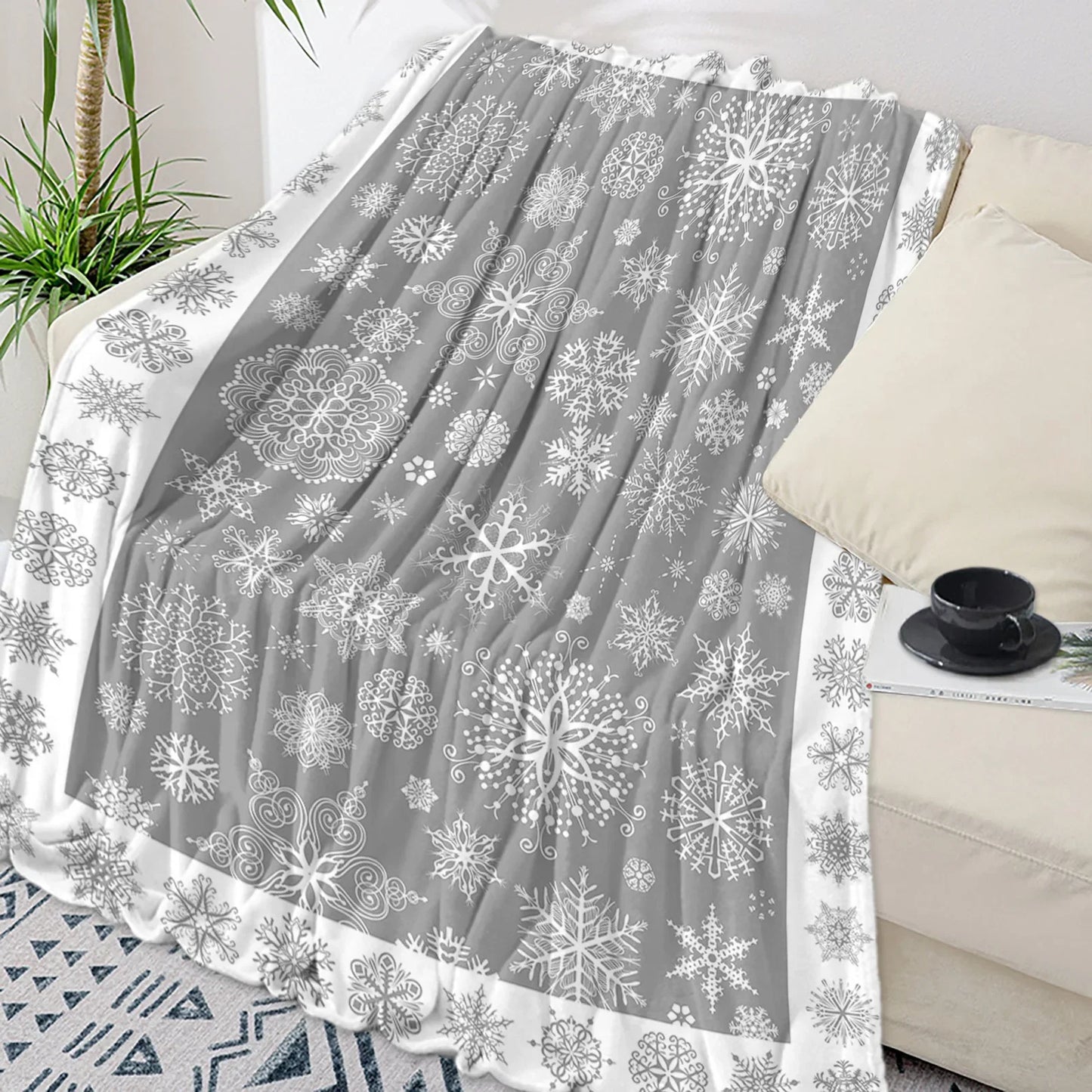 Christmas Snowflake Red Throw Blanket Portable Warm Blanket Blankets For Beds Home Decor Sofa Blanket