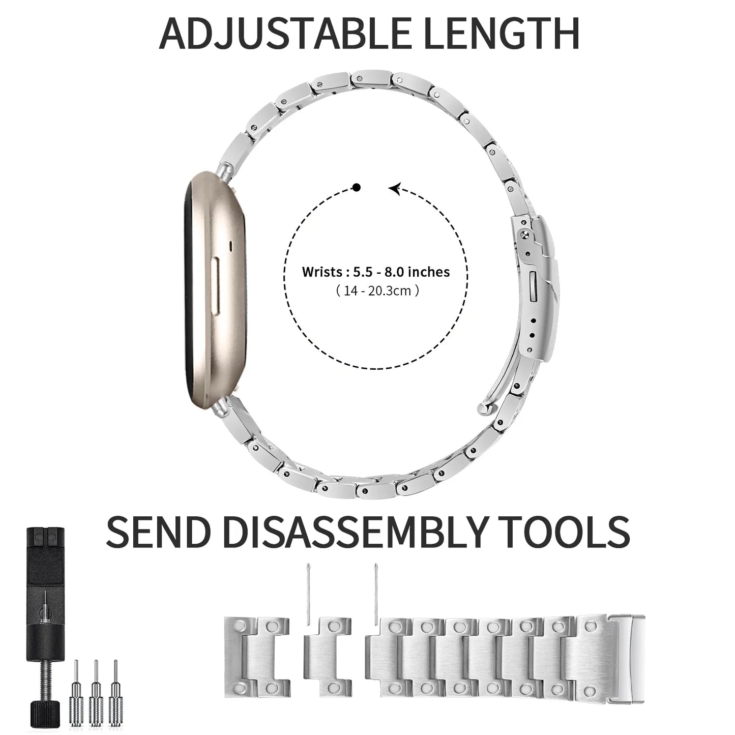 Stainless Steel Strap For Fitbit Versa 4 Sense 2 Watch Metal Wristband Loop For Fitbit Versa 3 Sense Replacement Bracelet Band