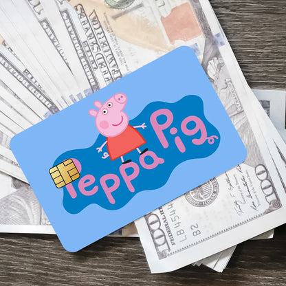 C-Cartoon Animation P-Peppas Pig Decorative Small Waterproof Chip 4PCS Card Sticker New Anti-Scratch