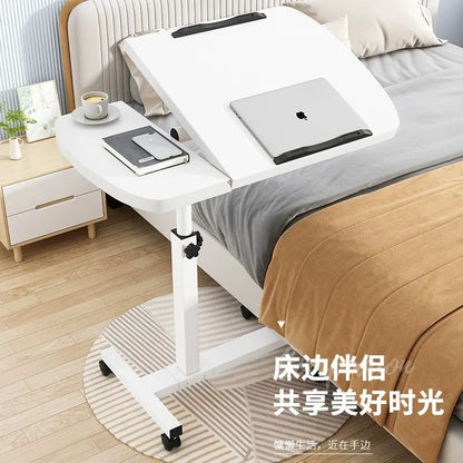 Table de lit inclinable avec roulettes, bureau de chevet réglable en hauteur, 2 ordinateurs de bureau inclinables, bureau sur pied pour ordinateur portable