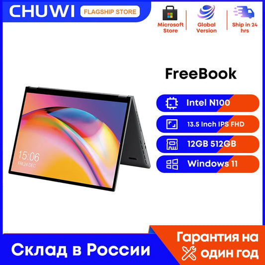 CHUWI FreeBook Tablet Laptop 2 in 1 Intel i3 1215U 12GB LPDDR5 512G SSD Windows 11 Laptop 13.5" IPS FHD Display 2256*1504 WIFI 6