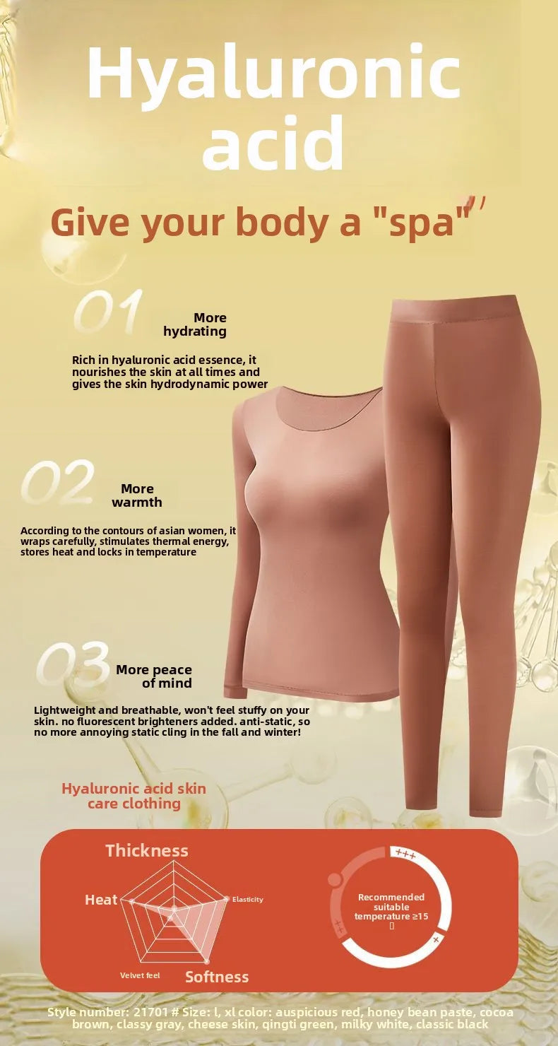 37 Women's Thermal Underwear Base Layer Shirt Skin Beauty Garment Ultra-Light Long Sleeve Thermal Set