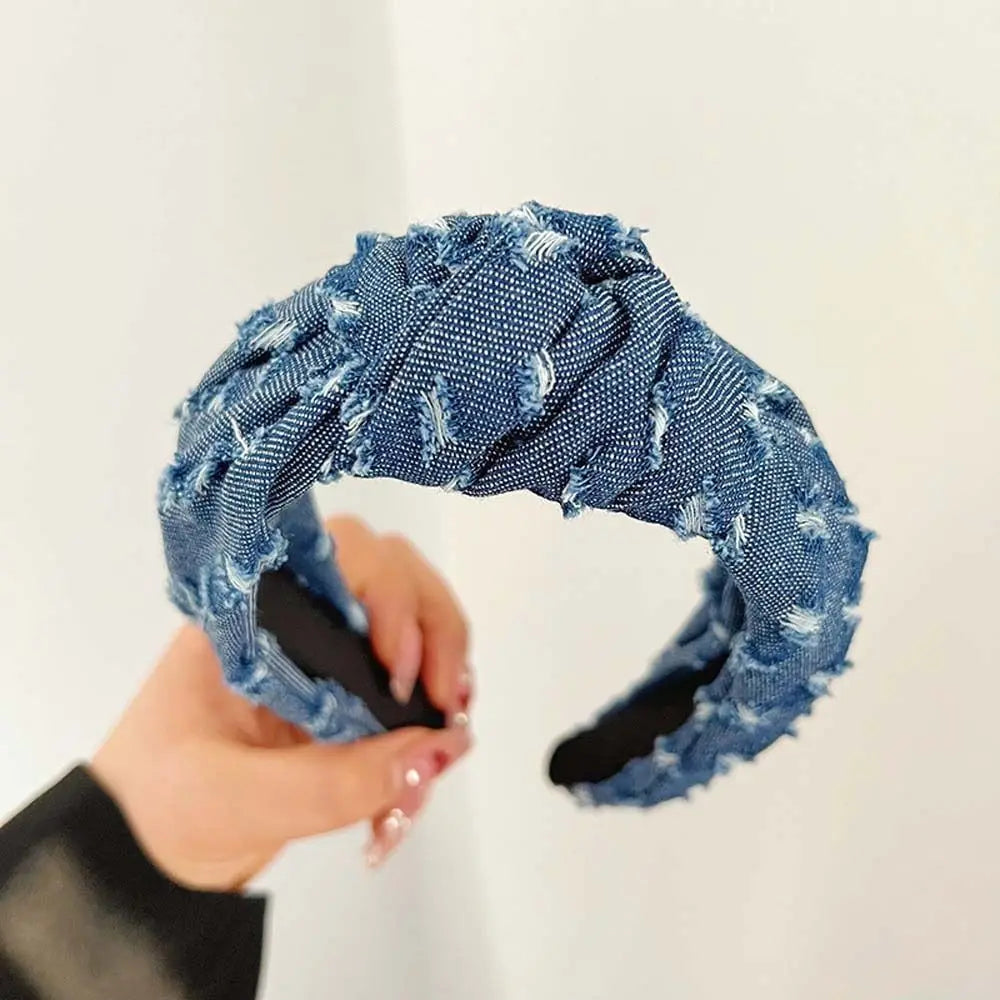 Bandeau de Cowboy en tissu Denim, coiffure de Style coréen, cerceau pour cheveux, accessoires pour cheveux, couvre-chef, bandeau noué en Denim, quotidien