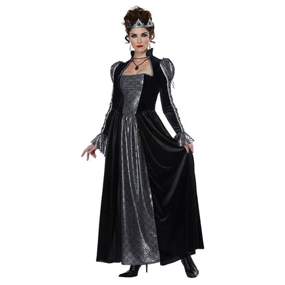Halloween Jour des Morts Sexy Européen Médiéval Rétro Cour Gothique Reine du Poison Maléfique Vampire Costume Carnaval Fête Diable Sorcière