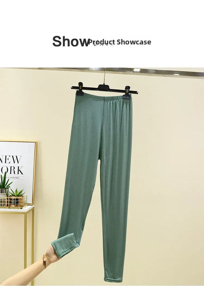 Leggings ajustés taille haute en modal, fins et élastiques, pour le printemps et l'automne, sous-vêtements, vêtements d'intérieur, pantalons longs grande taille