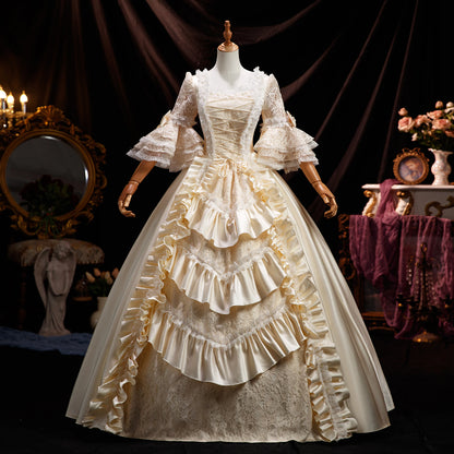 Baroque Ball Gown - Historic Princess Dress - Versailles Dress - Marie-Antoinette Style in Georgian Satin for Adults, Victorian Party Dress for Women